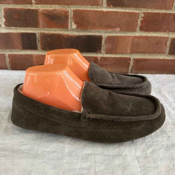 Amazon Essentials Olive suede lined slip on moccasin Slipper Men's US 9 MINT - Picture 2 of 10